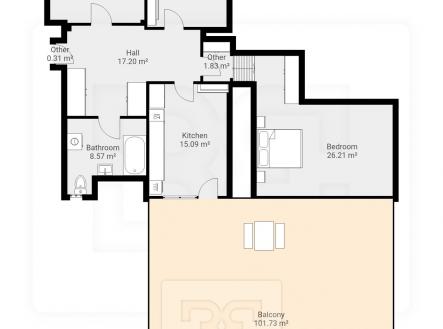 Půdorys | Pronájem bytu, 3+1, 117 m²