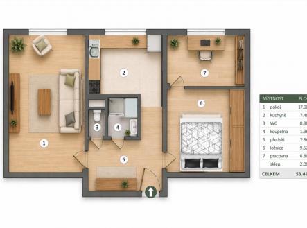 fotografie | Pronájem bytu, 2+1, 52 m²