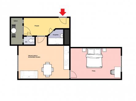 Pronájem bytu, 2+kk, 59 m²