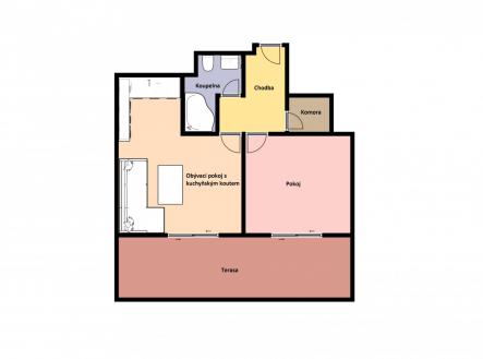 Pronájem bytu, 2+kk, 44 m²