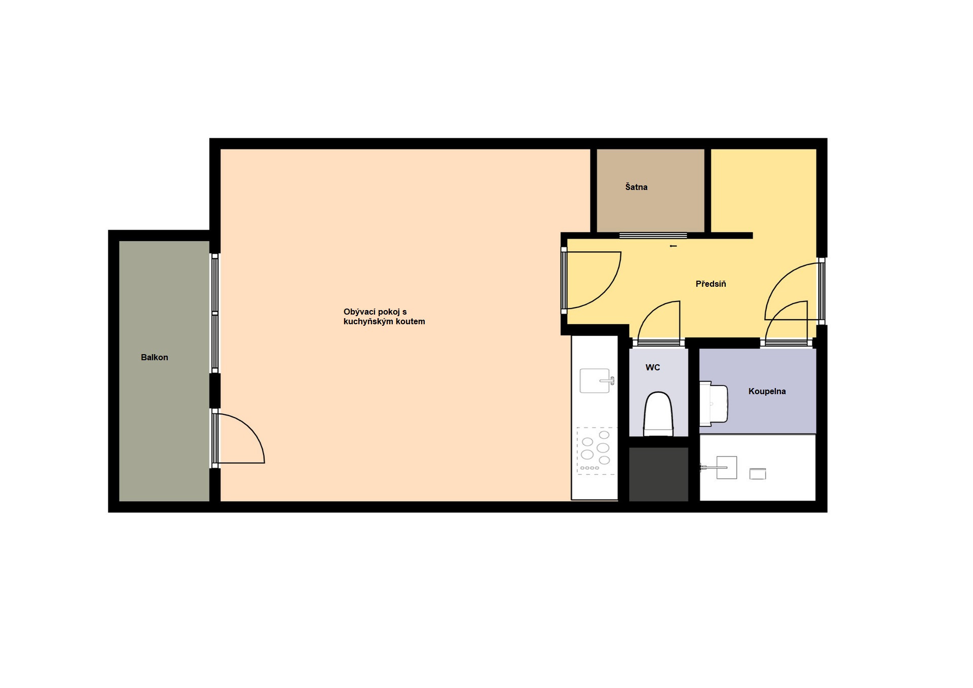 Pronájem krásného bytu 1+kk/B/S, 36 m2, Praha 7 - Holešovice, Tusarova