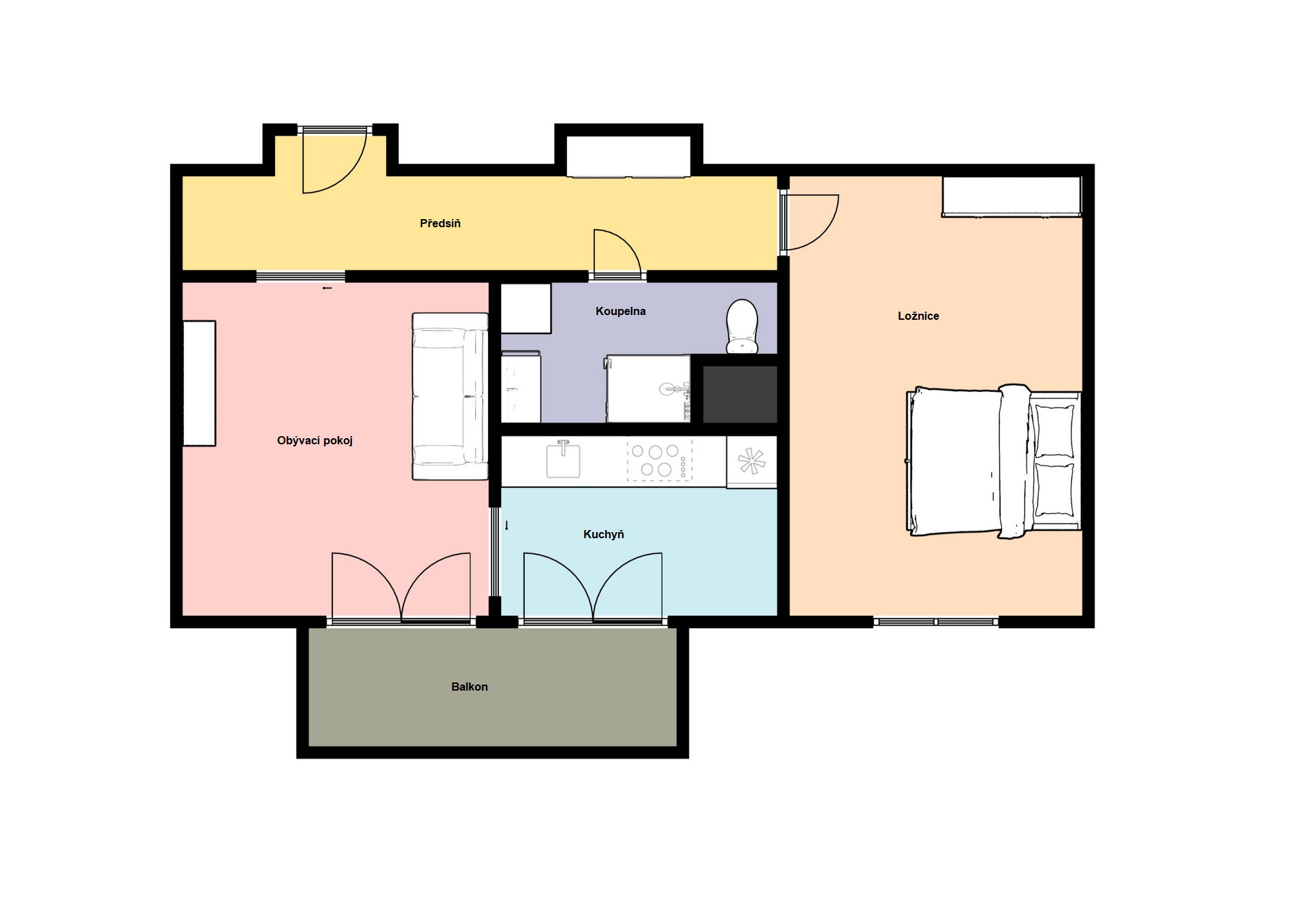 Pronájem bytu 2+1/B, 50 m2, Praha 4 - Braník, ul. Žalmanova.