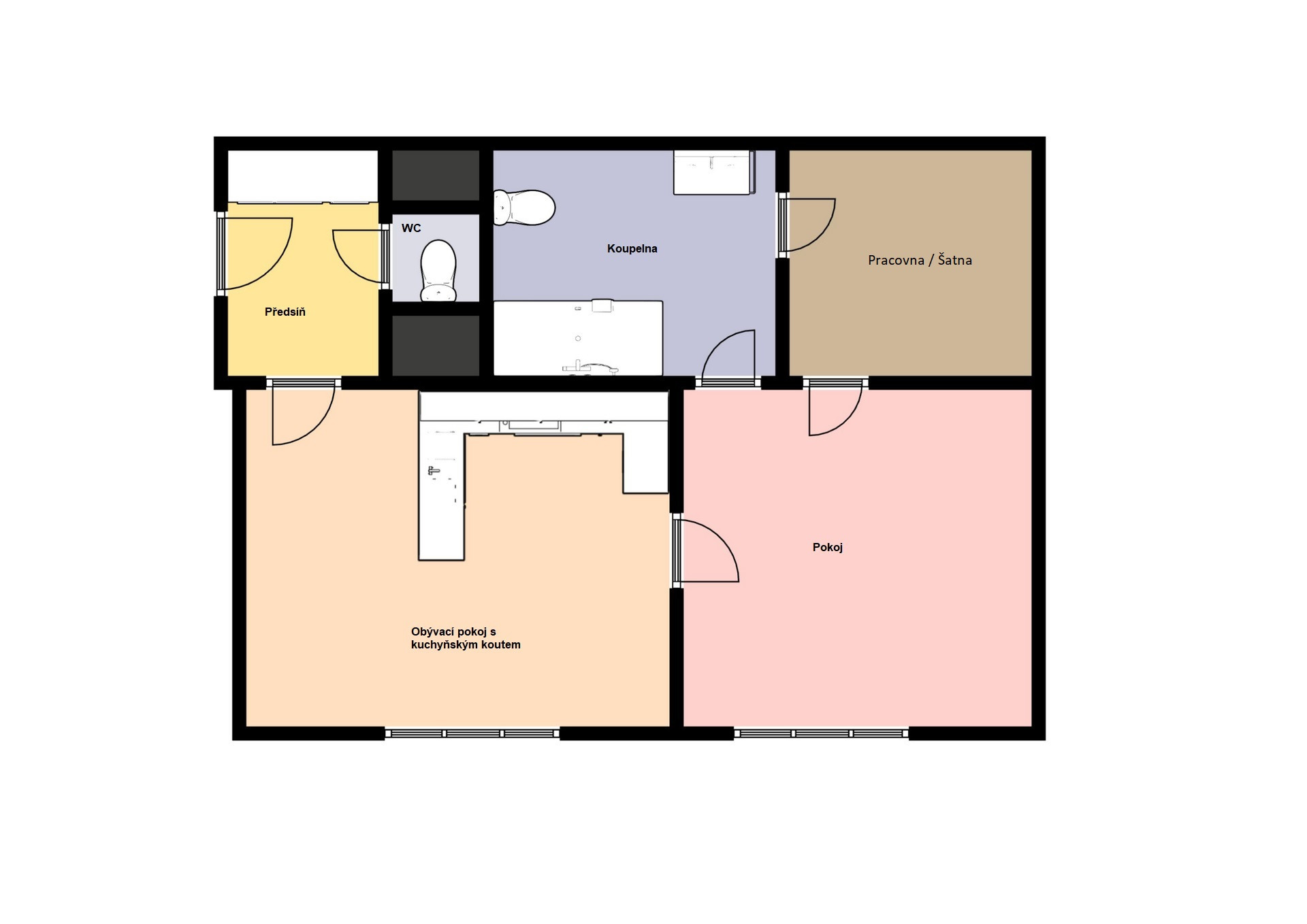 Pronájem bytu 2+kk, 51 m2, Praha 3 - Žižkov, ul. Jeseniova.