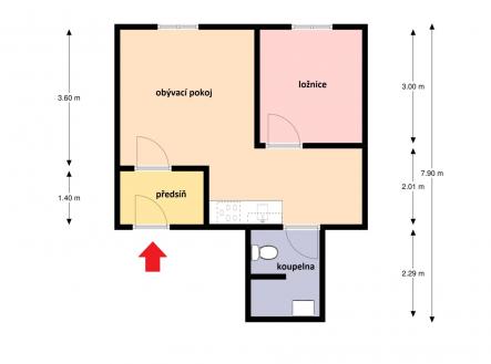 Půdorys | Pronájem bytu, 2+kk, 33 m²