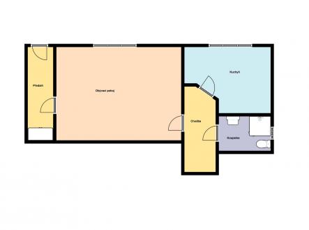 Půdorys | Pronájem bytu, 1+1, 51 m²