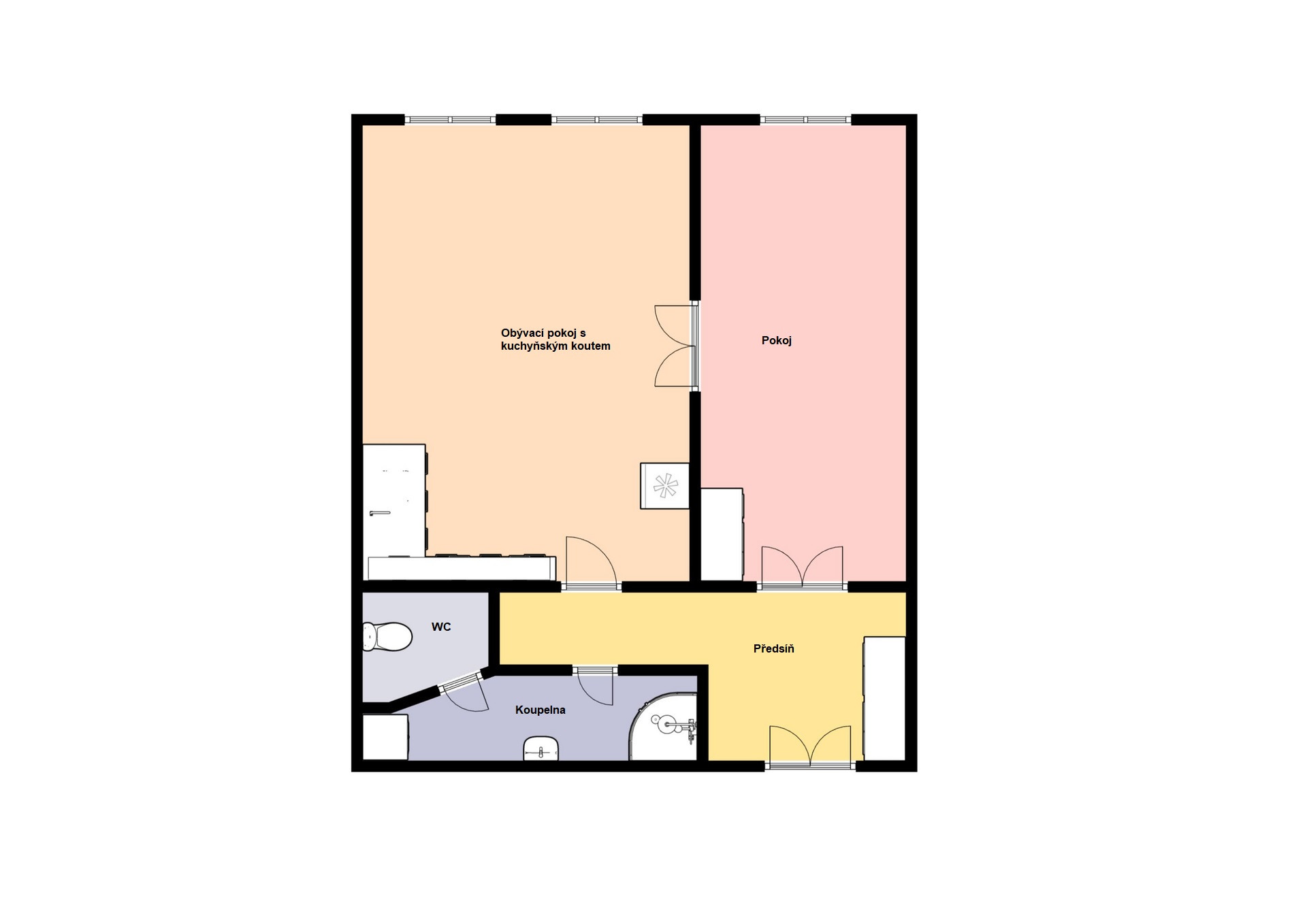 Pronájem bytu 2+kk, 55 m2, Praha 8 - Karlín, ul. Thámova.