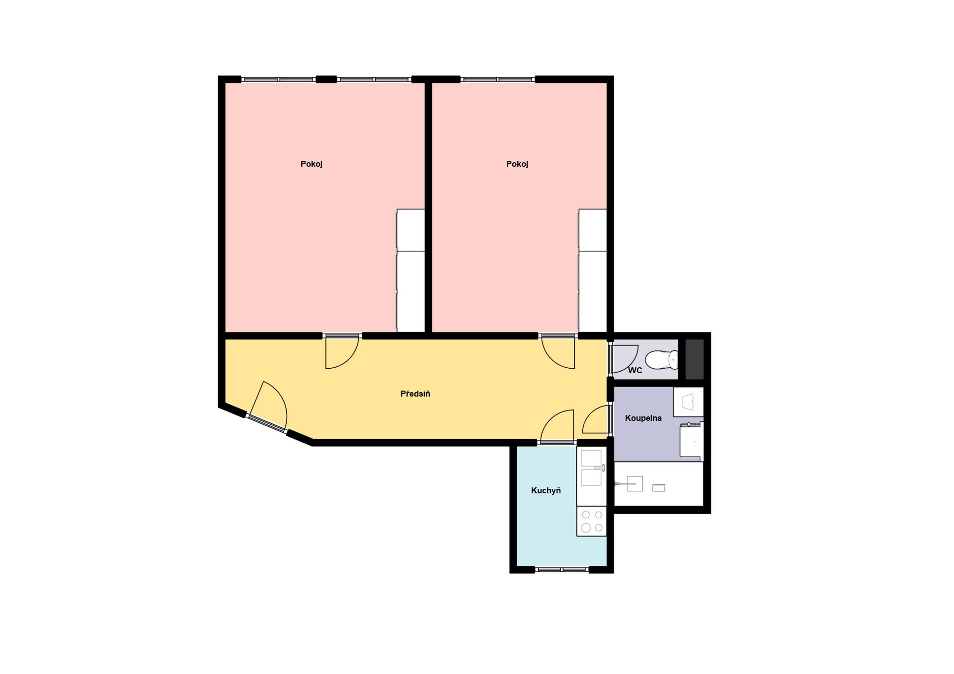 Pronájem bytu 2+1, 55 m2, Liberec, Revoluční