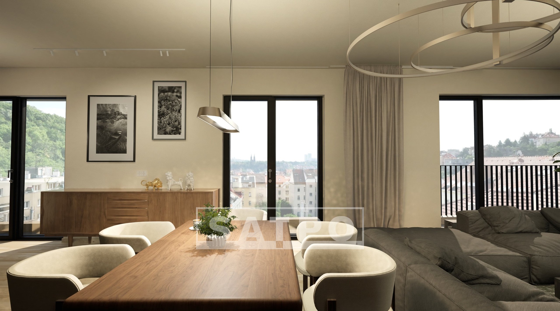 Mezonetový penthouse 5+kk 204 m² s balkonem a terasou, 2 parkovací stání v rezidenční novostavbě