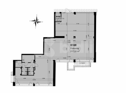 Pronájem obchodních prostor - Poděbradská - půdorys | Pronájem - obchodní prostor, 217 m²