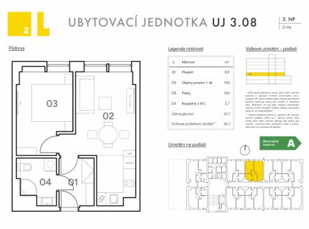 Prodej jednotky v developerském projektu 2+kk o ploše 35 m2, ul. Koupelní, Hodonín | Prodej bytu, 2+kk, 37 m²