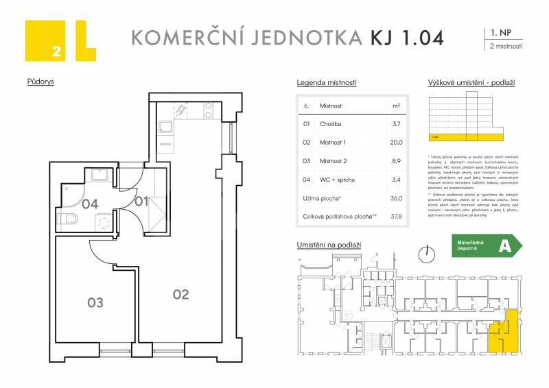 Prodej jednotky v developerském projektu o ploše 36 m2, ul. Koupelní, Hodonín