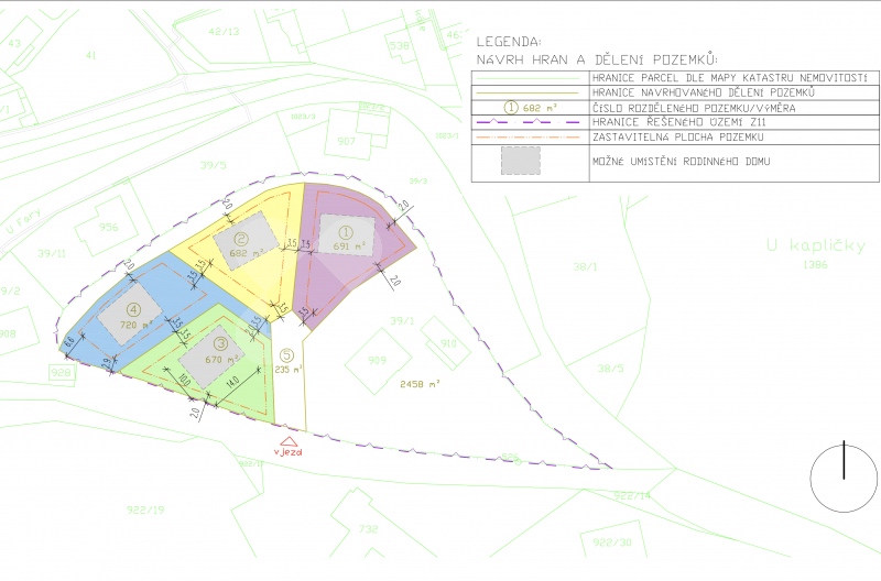 Stavební pozemek (670m2) s dechberoucím výhledem, Pchery, okr. Slaný