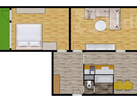 Podnájem bytu 2+1 Zahradní 5174, Chomutov | Pronájem bytu, 2+1, 61 m²