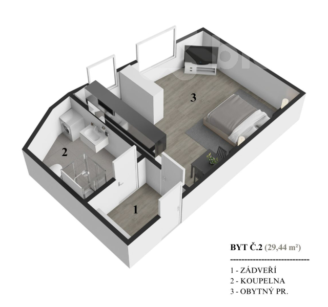 Pronájem bytu 1+kk v centru Vizovic