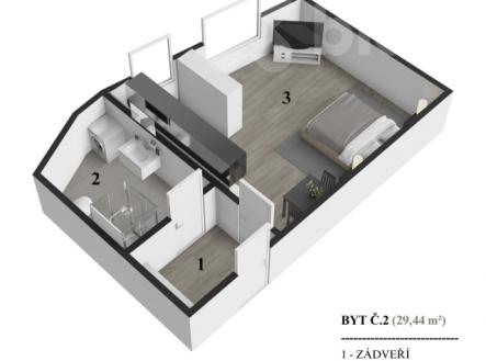 Pronájem bytu 1+kk v centru Vizovic | Pronájem bytu, 1+kk, 30 m²