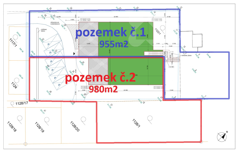 Stavební pozemek 955m2 s projektem - Troubsko u Brna