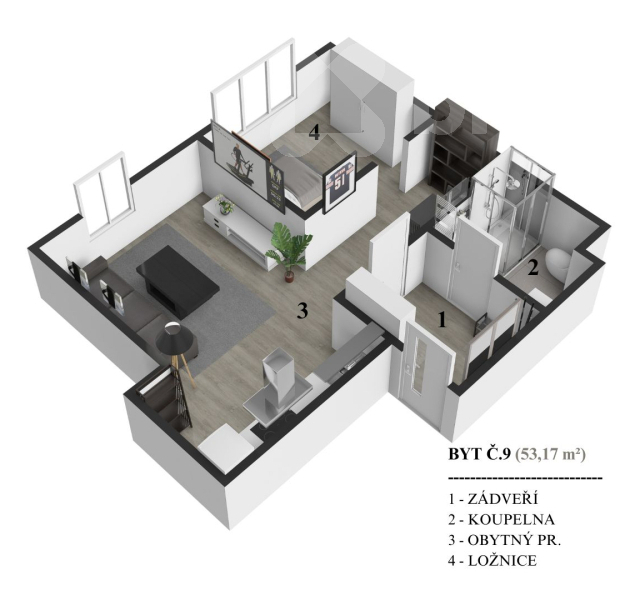Pronájem nového bytu 2+kk ve Vizovicích