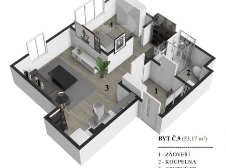 Pronájem nového bytu 2+kk ve Vizovicích | Pronájem bytu, 2+kk, 53 m²