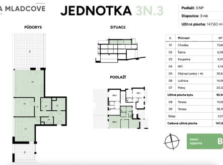 Prodej bytu 3N3, 3+kk 148 m2, dvě terasy, sklep, Zlín, Mladcová | Prodej bytu, 3+kk, 148 m²