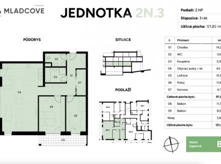 Prodej bytu 2N3, 3+kk 122 m2, dva balkony, sklep, Zlín, Mladcová | Prodej bytu, 3+kk, 122 m²