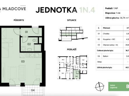 Prodej bytu 1N4, 1+kk 40 m2, balkon, Zlín, Mladcová | Prodej bytu, 1+kk, 40 m²