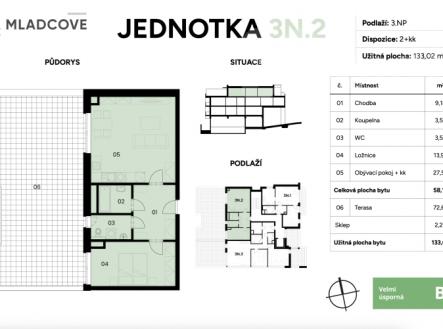 Prodej bytu 3N2, 2+kk 133 m2, terasa, sklep, Zlín, Mladcová | Prodej bytu, 2+kk, 133 m²