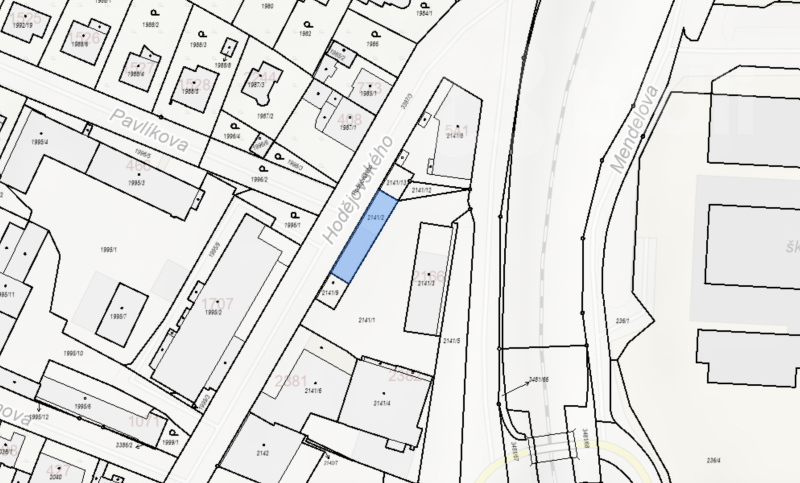 Prodej pozemku o velikosti 480 m2, ul. Hodějovského, Benešov