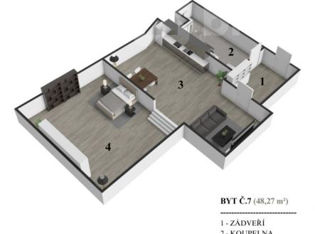 Pronájem krásného bytu 1+1 v centru Vizovic | Pronájem bytu, 1+1, 48 m²