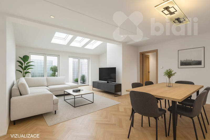 Výjimečný byt 4+kk s panoramatickým výhledem a terasou - Brno-Lesná