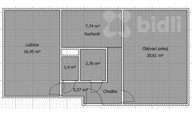 Pronájem bytu 2+1, 54 m2 - Holešov, U Letiště