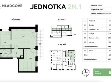 Prodej bytu 2N1, 2+1 69 m2, balkon, sklep, Zlín, Mladcová | Prodej bytu, 2+1, 69 m²