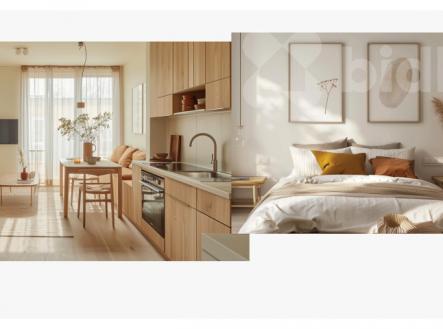 Vizualizace interiéru je pouze ilustrativní | Prodej bytu, 1+kk, 39 m²