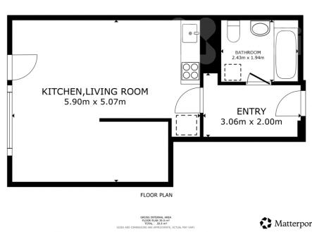 Půdorys bytu | Prodej bytu, 1+kk, 39 m²