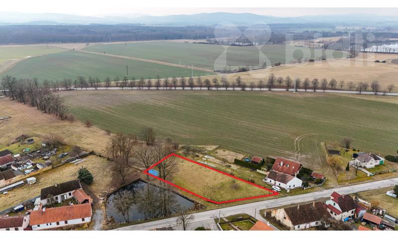 Prodej stavebního pozemku 1627 m2, obec Pištín, České Budějovice