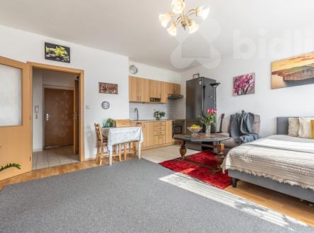 Světlá garsonka s balkonem u Hostivařského lesoparku | Prodej bytu, 1+kk, 38 m²