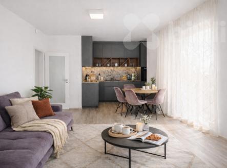 Obývací pokoj s kuchyní | Prodej bytu, 3+kk, 76 m²