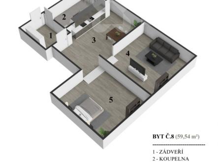 Pronájem bytu 2+1 v centru Vizovic | Pronájem bytu, 2+1, 60 m²
