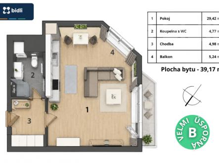 Prodej bytu 1+kk, 45 m2; s balkonem | Přezletice | Prodej bytu, 1+kk, 45 m²