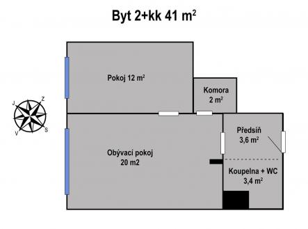Dispozice 2+kk.jpg | Prodej bytu, 2+kk, 41 m²