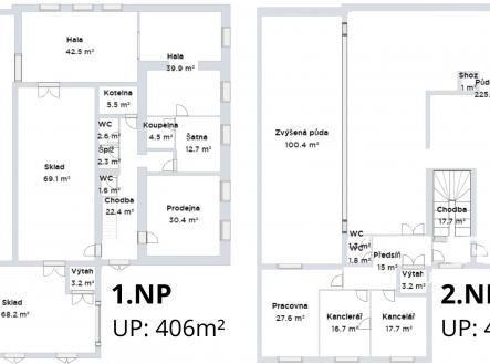 Půdorys | Pronájem - komerční objekt, sklad, 834 m²