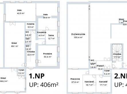 Půdorys | Prodej - komerční objekt, výroba, 834 m²