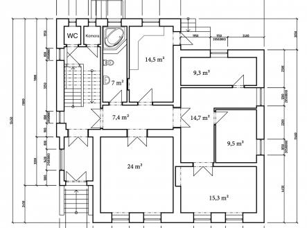 1np půdorys | Pronájem bytu, 4+1, 104 m²