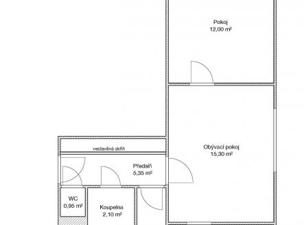 Krasneho57_pudorys | Prodej bytu, 3+1, 55 m²