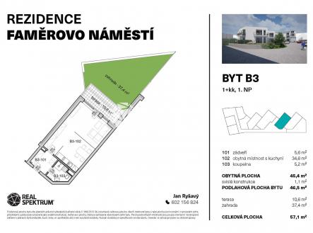 Rez_Fam-namesti_KARTA-BYTU_1NP-B3 | Prodej bytu, 1+kk, 57 m²