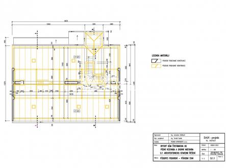 01_Štefánikova 66.- Půdorys podkroví - původní stav | Prodej - nájemní dům, 228 m²