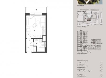 C23 | Prodej bytu, 1+kk, 27 m²