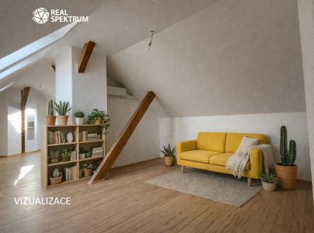 Obývací prostor vizualizace 2 | Pronájem bytu, 2+kk, 52 m²