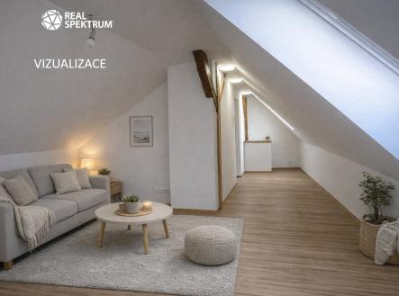 Obývací prostor vizualizace | Pronájem bytu, 2+kk, 52 m²