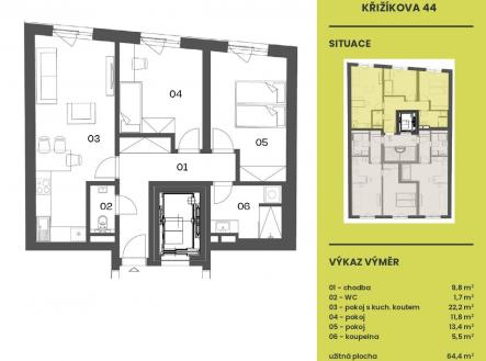 Karty_BD_Křižíkova_5.A10 | Prodej bytu, 3+kk, 64 m²