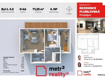 Karty bytů_4NP2 | Prodej bytu, 3+kk, 92 m²